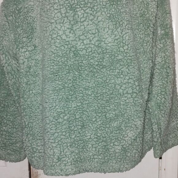 Peach Love  mint green sharpa  pullover jacket coat Sz L - Picture 2 of 5